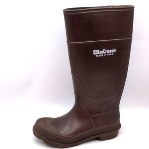 LaCrosse Shoes Womens Brown 5 Waterproof Rubber Rain Boots Knee High Pull On USA